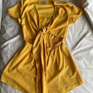 Yellow Tie Front Romper